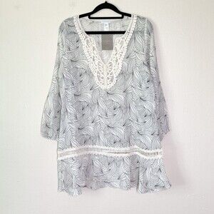 Eberjey Anthropologie Sea Leaves Nayalya Dress S / M Petite Swim Coverup Cotton